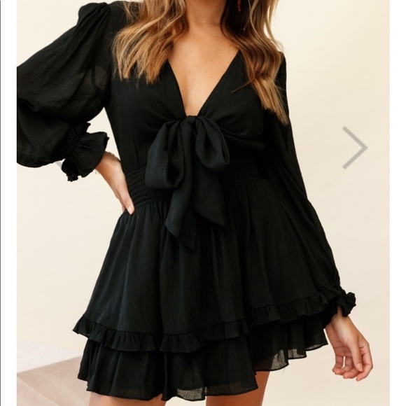 Long sleeved bow-tie front dress - Picture 3 of 3